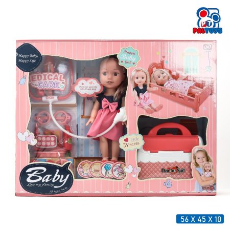 طقم دمية طبيبة أطفال مع سرير وإكسسوارات (Doctor Doll Playset)
