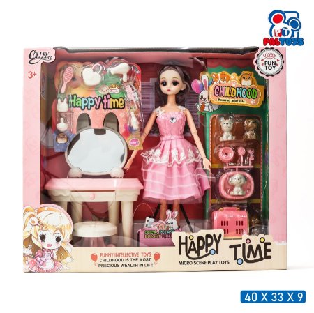 دمية مع تواليت تسريحة وإكسسوارات (Playset)