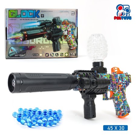 مسدس ألعاب طلقات جل كهربائي نمط Glock Tactical Edition راس مضاء مزخرف