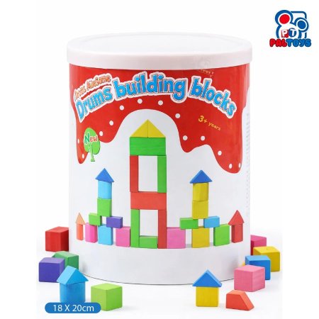 برميل مكعبات خشبية تعليمية للأطفال