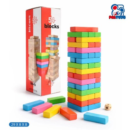 لعبة جينجا خشبية ملونة