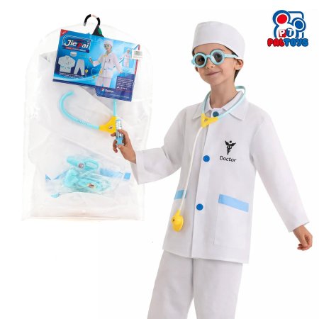 لباس تنكري طبيب أطفال – زي كامل مع إكسسوارات طبية