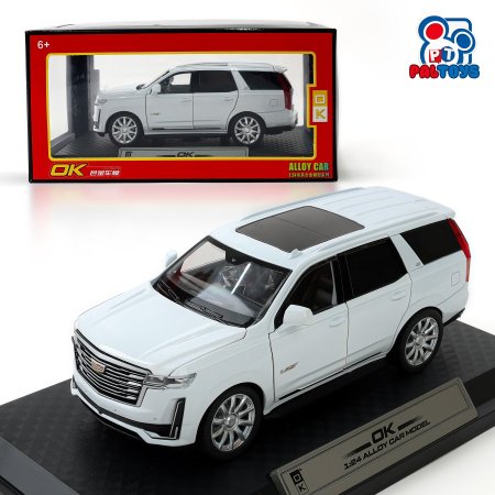 مجسم سيارة حديد كاديلاك اسكاليد cadillac escalade لون ابيض بتفاصيل مميزة